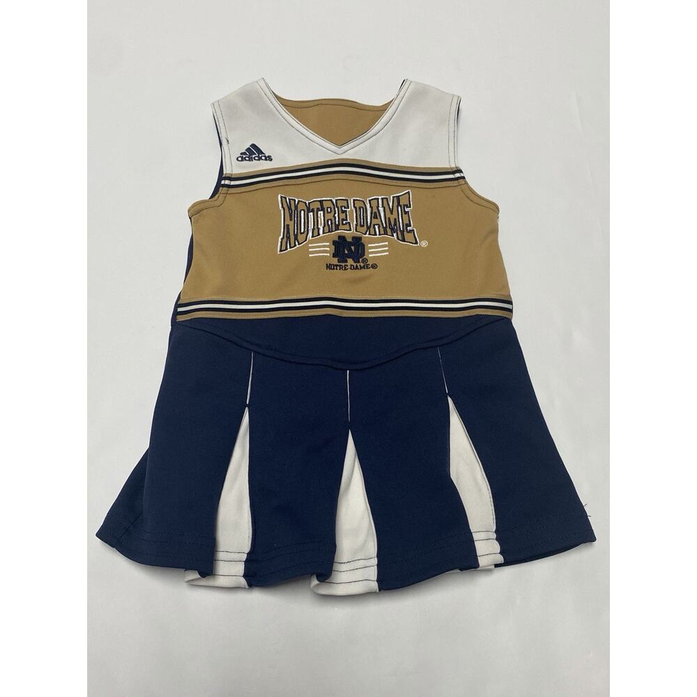 Notre Dame Adidas Girl’s Dress Sz 4T Navy Gold Cheerleader Outfit Cheer Costume